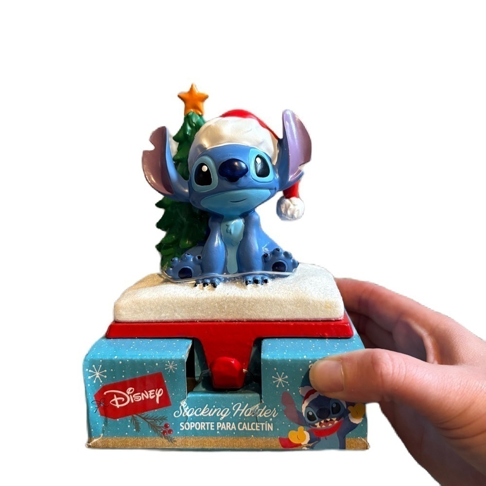 Disney Stitch w/Santa Hat Christmas Stocking Holder Hanger Novelty NEW Heavy